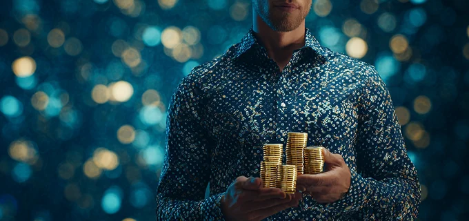 Uomo in smoking in un casinò elegante