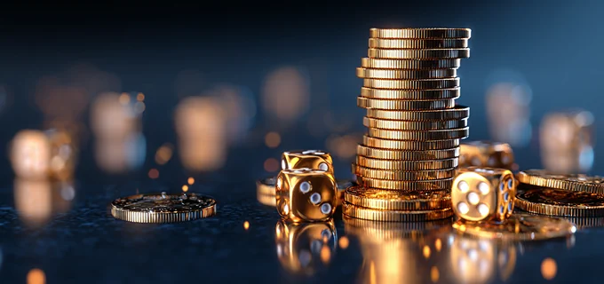 Interno del casinò con luci e atmosfera dorata